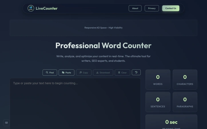 Preview of Live Word Counter Tool