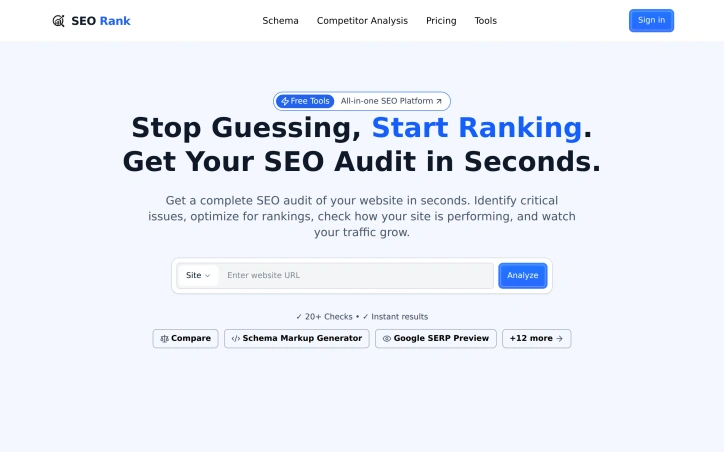Preview of SEO Rank