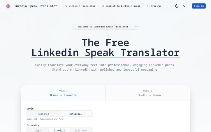 Preview of LinkedIn Speak Translator