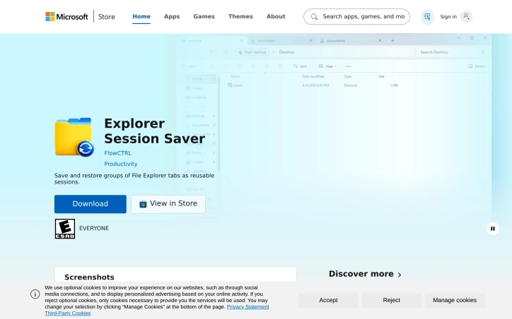 Preview of Explorer Session Saver
