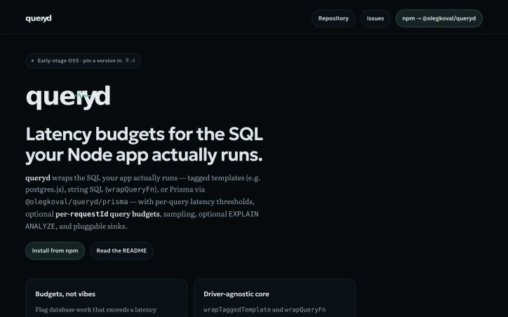 queryd - slow query detection for Node.js preview