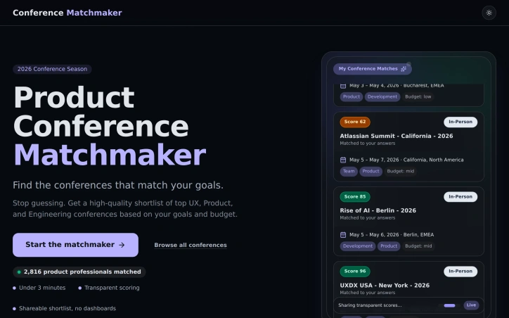 Product Conference Matchmaker preview
